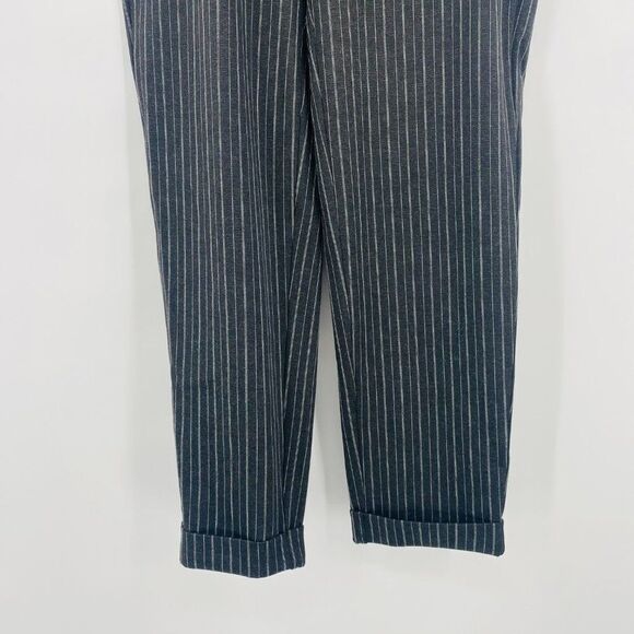 LOFT Size Small Black White Pinstripe Pull On Straight Leg Career Trouser Pants - Picture 3 of 9